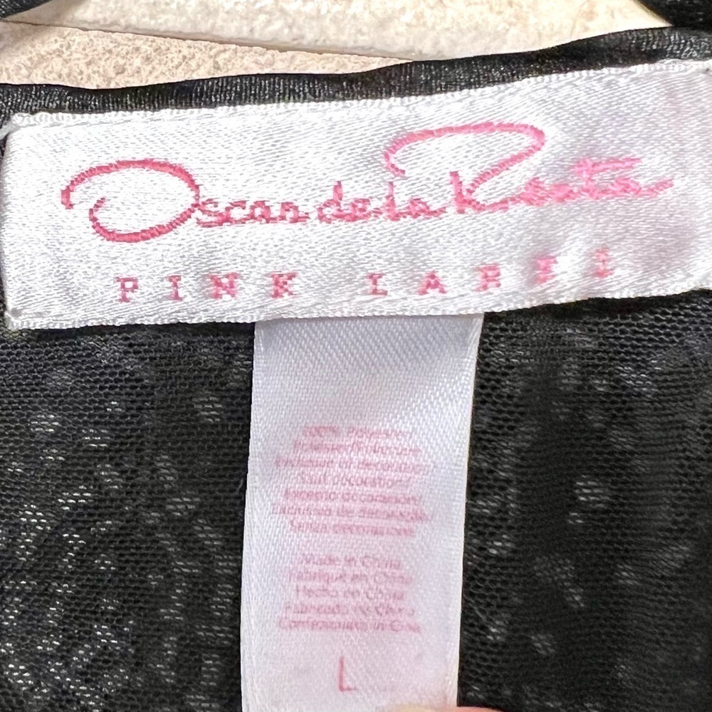 Oscar De La Renta Y2K babydoll Women’s black floral lace slip dress Pink Label L - Picture 8 of 9